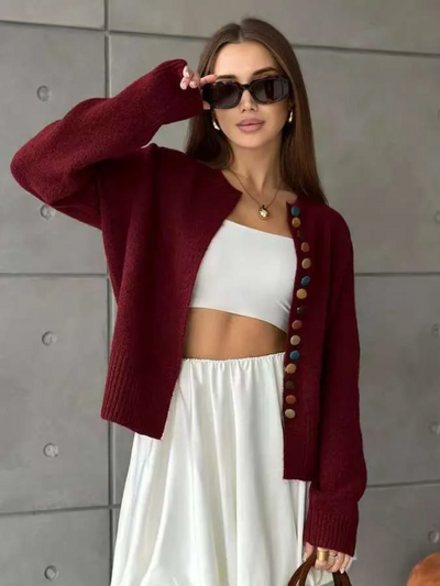 NANCY - BUTTON ACCENT CARDIGAN