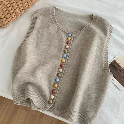 PENNY - COLOR-BUTTON KNIT VEST